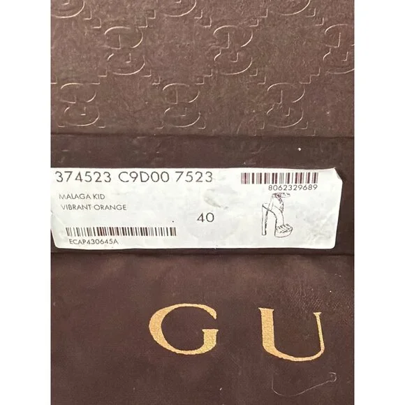 Gucci Malaga Kid Orange Leather Studded Platform Heels EU 40 Box Dust Bag w/COA - Picture 6 of 16